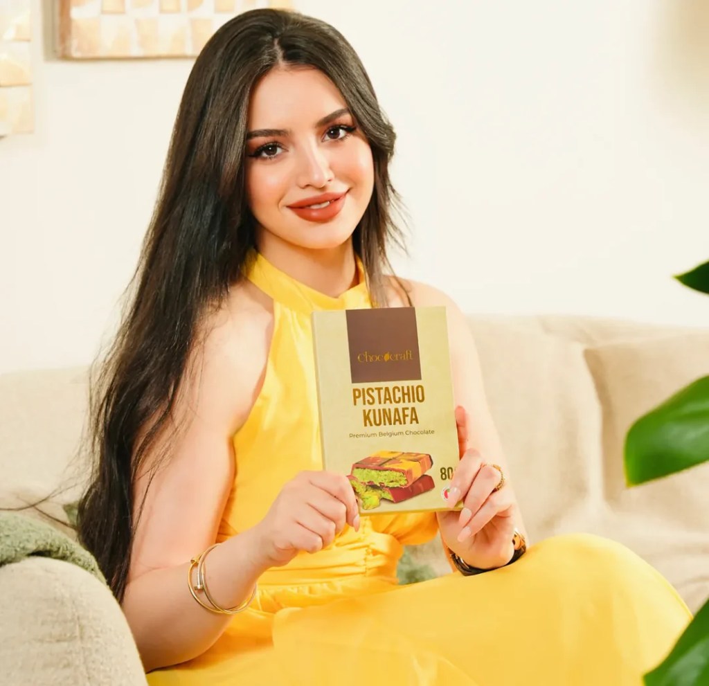 “Premium quality chocolates online in Dubai – Chococraft Pistachio Kunafa chocolate with luxurious packaging”