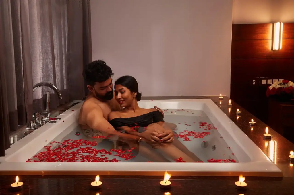 “Romantic moments in a Jacuzzi villa in Munnar”