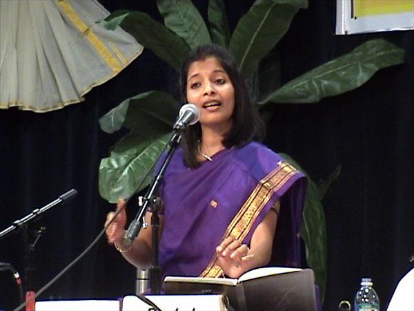 K.S. Resmi presenting a Carnatic music concert as part of her dedication to Indian classical music.